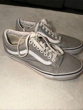Vans Gray Canvas Low-Top Sneakers with White Trim